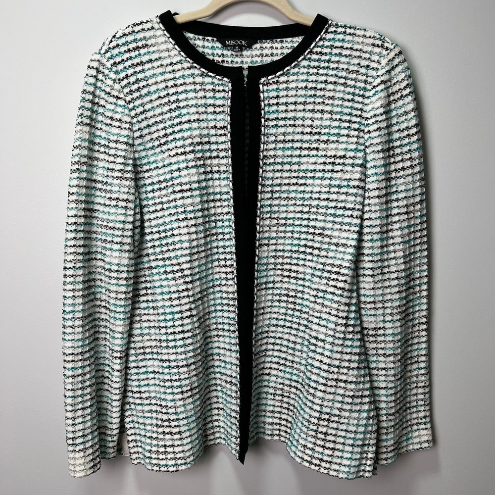 Misook Chain Trim Tweed Knit Jacket